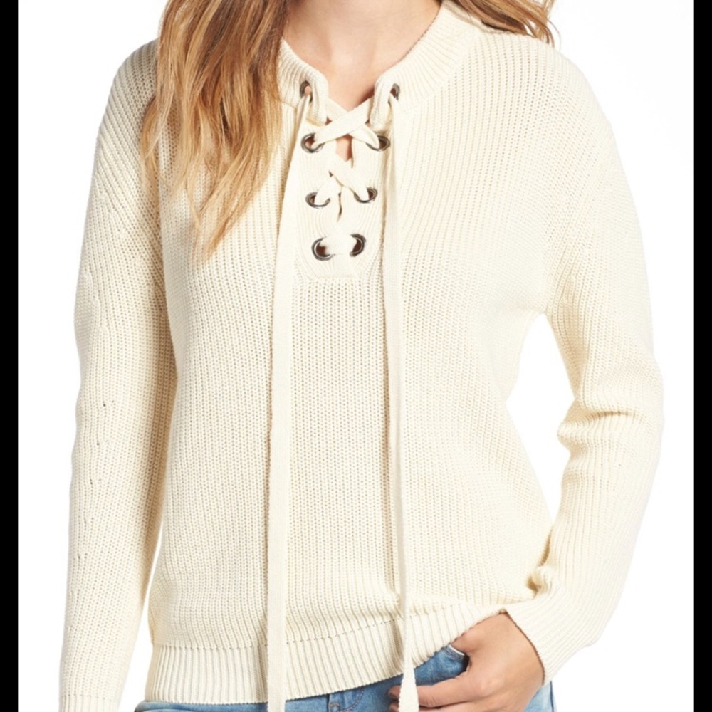 J.O.A. Lace Up Sweater